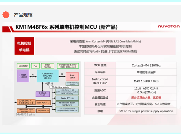 新唐科技推出高性能單電機(jī)控制MCU KM1M