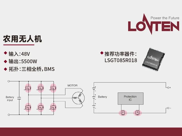 高效農(nóng)業(yè)無人機(jī)：龍騰半導(dǎo)體LSGT085R018 助力新一代電驅(qū)系統(tǒng)